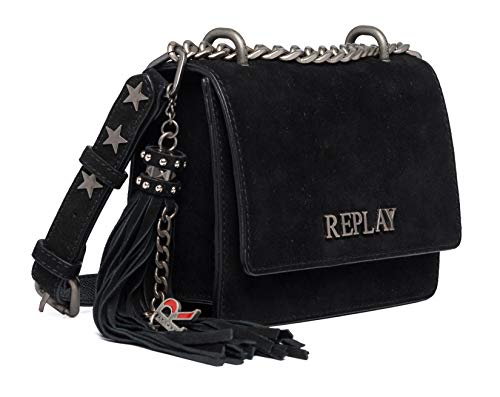 Replay Damen Handtasche aus Wildleder, Black 098 (Schwarz), Onesize von Replay