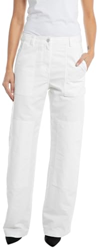 Replay Damen Freizeithose Lang, Natural White 011 (Weiß), 25 von Replay