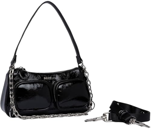 Replay Damen Handtasche Glänzend, Schwarz (Shiny Black 0100), Onesize von Replay
