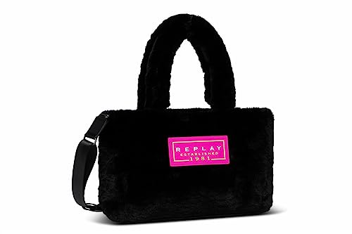 Replay Damen Handtasche Klein aus Kunstfell, Black 098 (Schwarz), Onesize von Replay