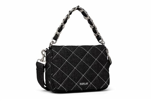 Replay Damen Handtasche aus Baumwolle, Denim Black 492 (Schwarz), Onesize von Replay