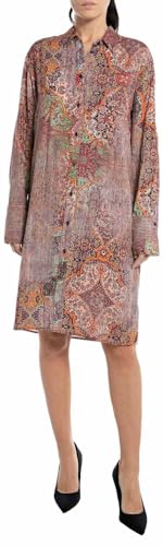 Replay Damen Hemdkleid All Over Print, Multicolor 010 (Mehrfarbig), S von Replay