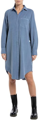 Replay Damen Hemdkleid Knielang, Gray Blue 685 (Blau), XS von Replay