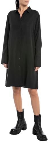Replay Damen Hemdkleid aus Satin, Black 098 (Schwarz), XXS von Replay