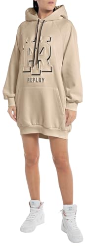 Replay Damen Hoodie Kleid mit Kapuze, Light Taupe 803 (Beige), XXS von Replay