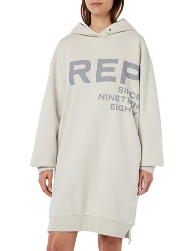 Replay Damen Hoodie Kleid mit Kapuze, Platinum 012 (Weiß), XS von Replay