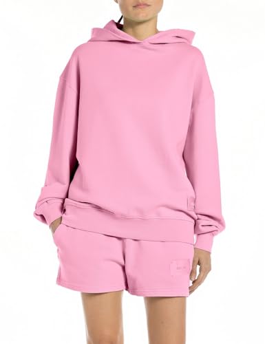 Replay Damen Hoodie aus Baumwolle, Candy Pink 367 (Rosa), M von Replay