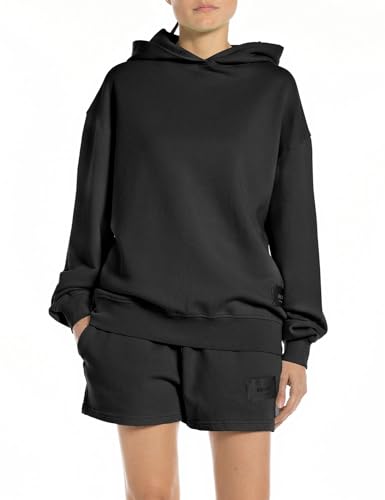 Replay Damen Hoodie aus Baumwolle, Schwarz (Black 098), XS von Replay