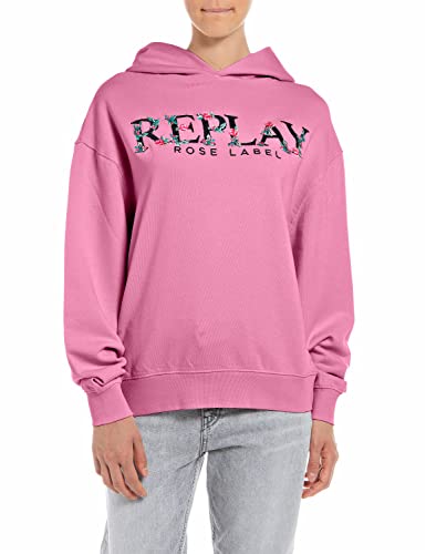 Replay Damen Hoodie mit Kapuze, Rosa (Light Rose 307), M von Replay