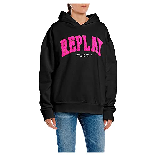 Replay Damen Hoodie mit Kapuze, Black 098 (Schwarz), S von Replay