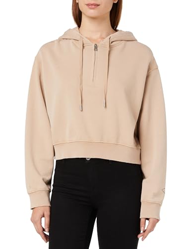 Replay Damen Hoodie mit Reißverschluss Halber Zipper, Light Taupe 803 (Beige), S von Replay