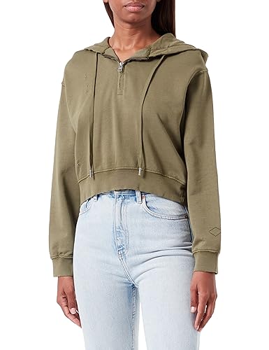 Replay Damen Hoodie mit Reißverschluss Halber Zipper, Grün (Dark Olive 234), XL von Replay