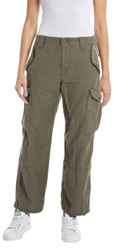 Replay Damen Hose Cargohose, Grün (Dark Olive 234), 29W von Replay