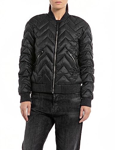 Replay Damen Steppjacke Recyceltes Nylon, Black 098 (Schwarz), L von Replay