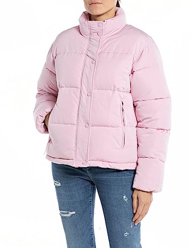 Replay Damen Steppjacke ohne Kapuze, Almond Pink 666 (Rosa), M von Replay