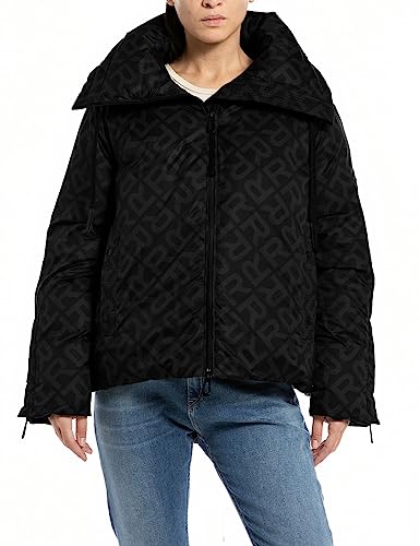 Replay Damen Jacke Winterjacke, Black/Black 020 (Schwarz), L von Replay