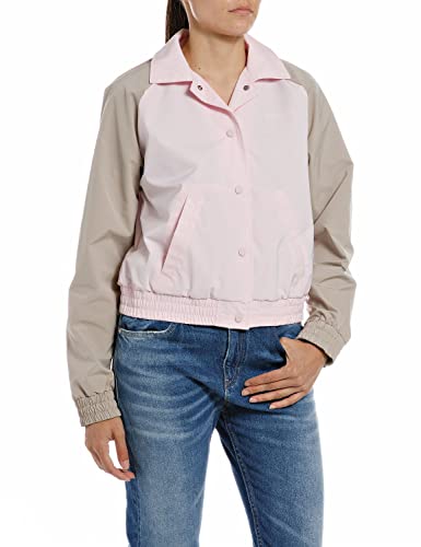 Replay Damen Jacke mit Knopfleiste, Rosa (Soft Pink 664), XS von Replay