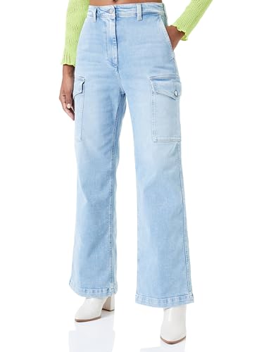 Replay Damen Jeans Drewby Wide Leg Straight-Fit aus Comfort Denim, Blau (Super Light Blue 011), 28W von Replay