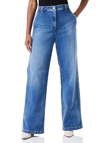 Replay Damen Jeans Drewby Wide Leg Straight-Fit aus Comfort Denim, Medium Blue 009 (Blau), 32W von Replay