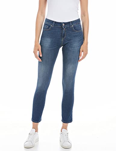 Replay Damen Jeans Faaby Flare-Fit Schlaghose mit Power Stretch, Medium Blue 009-1 (Blau), 24W / 32L von Replay