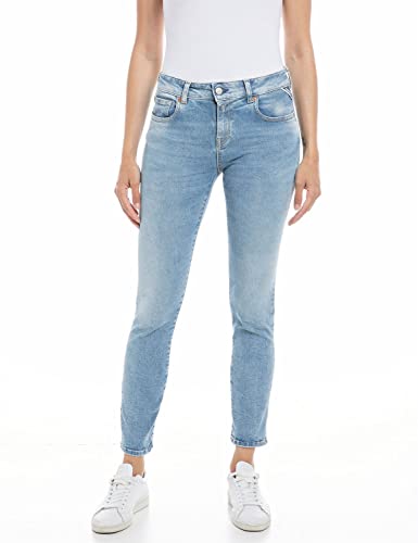 Replay Damen Jeans Faaby Slim-Fit Hyperflex mit Stretch, Light Blue 010 (Blau), 27W / 30L von Replay