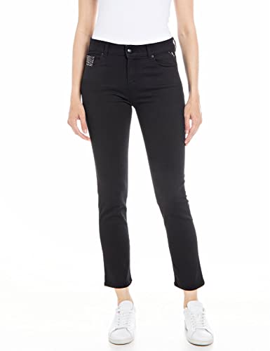 Replay Damen Jeans Faaby Slim-Fit mit Comfort Stretch, Black 098 (Schwarz), 24W / 28L von Replay