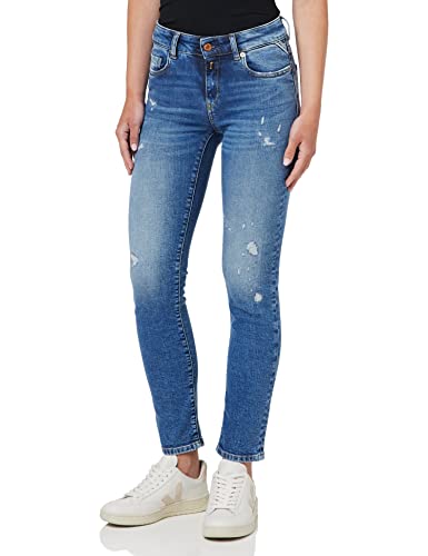 Replay Damen Jeans Faaby Slim-Fit mit Stretch, Blau (Medium Blue 009), W24 x L32 von Replay