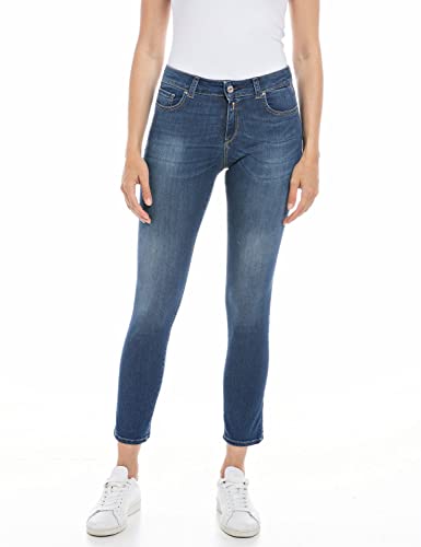 Replay Damen Jeans Faaby Slim-Fit mit Stretch, Blau (Medium Blue 009), W27 x L28 von Replay