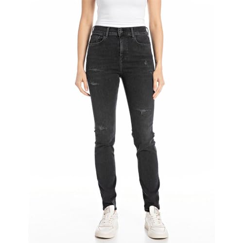 Replay Damen Jeans Hyperflex mit Stretch, Schwarz (Black Delavè 099), 31W / 32L von Replay