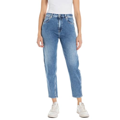 Replay Damen Jeans Keida Baloon-Fit, Medium Blue 009 (Blau), 24W / 28L von Replay