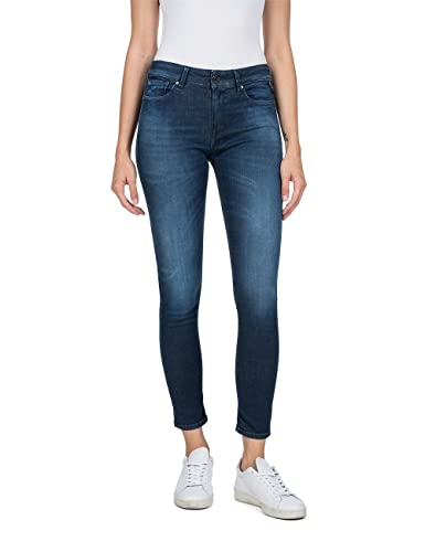 Replay Damen Jeans Luzien Skinny-Fit Hyperflex Cloud mit Stretch, Dark Blue 007 (Blau), 27W / 28L von Replay