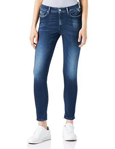 Replay Damen Jeans Luzien Skinny-Fit Hyperflex White Shades mit Stretch, Blau (Medium Blue 009), 25W / 30L von Replay