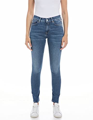 Replay Damen Jeans Luzien Skinny-Fit Hyperflex mit Stretch, Medium Blue 009 (Blau), 23W / 28L von Replay