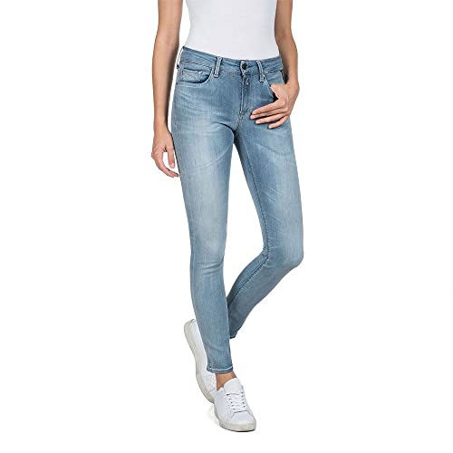 Replay Damen Jeans Luzien Skinny-Fit Hyperflex mit Stretch, Medium Blue 009 (Blau), 28W / 28L von Replay