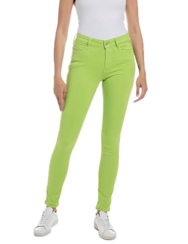 Replay Damen Jeans Luzien Skinny-Fit Hyperflex mit Stretch, Grün (Apple Green 675), W26 x L30 von Replay