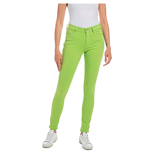 Replay Damen Jeans Luzien Skinny-Fit Hyperflex Colour X-Lite mit Stretch, Apple Green 675 (Grün), 29W / 28L von Replay