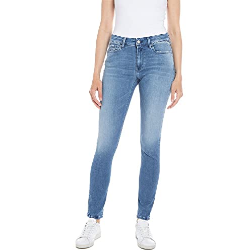 Replay Damen Jeans Luzien Skinny-Fit mit Power Stretch, Blau (Medium Blue 009), W23 x L28 von Replay