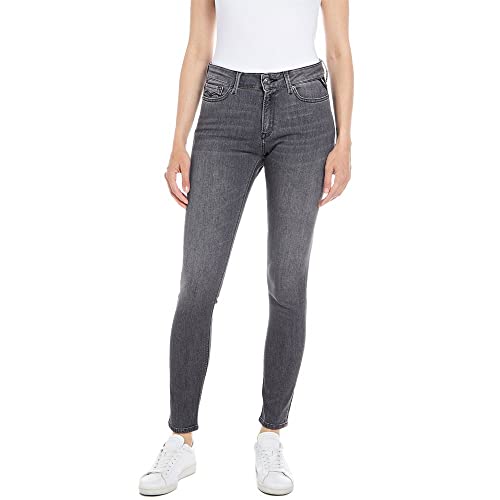 Replay Damen Jeans Luzien Skinny-Fit mit Power Stretch, Dark Grey 097 (Grau), 27W / 32L von Replay