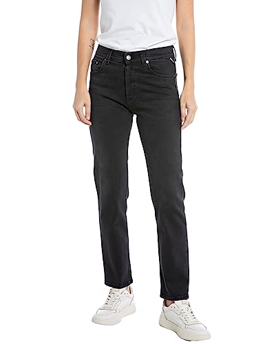 Replay Damen Jeans Maijke Straight-Fit, Black 098 (Schwarz), 25W / 32L von Replay