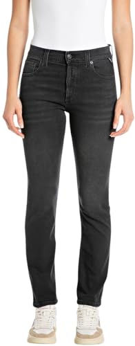 Replay Damen Jeans Maijke Straight-Fit, Schwarz (Black 098), 24W / 32L von Replay