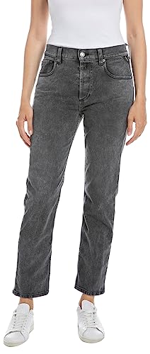 Replay Damen Jeans Maijke Straight-Fit Recycled aus Komfort Denim, Grau (Medium Grey 096), W23 x L28 von Replay