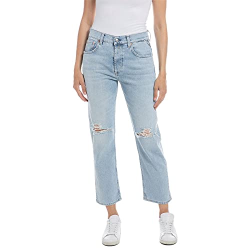 Replay Damen Jeans Maijke Straight-Fit Rose Label, Super Light Blue 011 (Blau), 33W von Replay