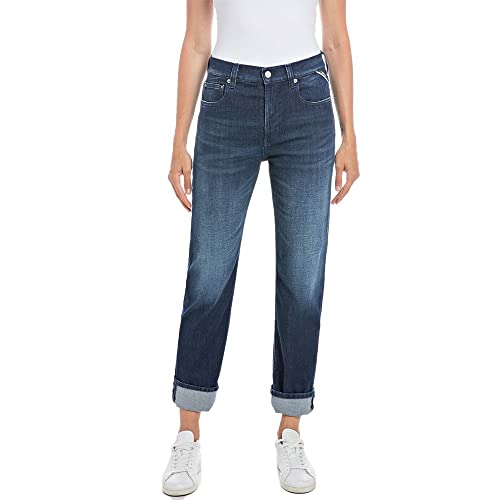 Replay Damen Jeans Maijke Straight Straight-Fit mit Stretch, Blau (Dark Blue 007), 26W / 30L von Replay