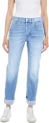 Replay Damen Jeans Maijke Straight-Fit mit Stretch, Blau (Light Blue 010), W23 x L30 von Replay