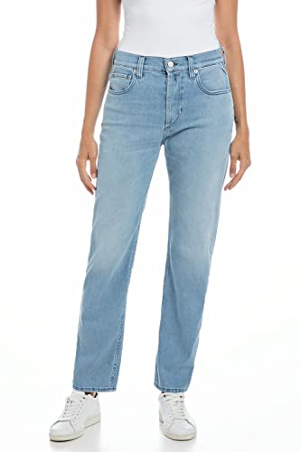 Replay Damen Jeans Maijke Straight-Fit mit Stretch, Blau (Light Blue 010), W24 x L28 von Replay