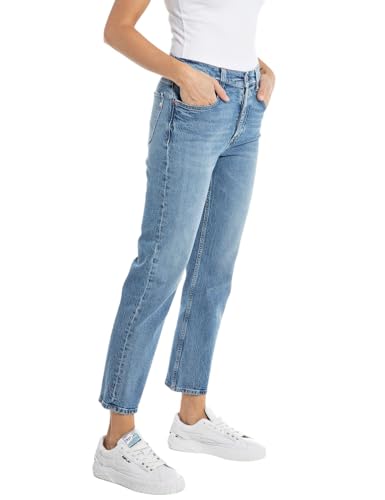 Replay Damen Jeans Maijke Straight Straight-Fit Rose Label aus Comfort Denim, Blau (Medium Blue 009), 31W / 30L von Replay