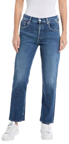 Replay Damen Jeans Maijke Straight Straight-Fit aus Comfort Denim, Blau (Medium Blue 009), 25W / 28L von Replay
