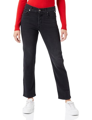 Replay Damen Jeans Maijke Straight Straight-Fit aus Comfort Denim, Schwarz (Black 098), 24W / 30L von Replay