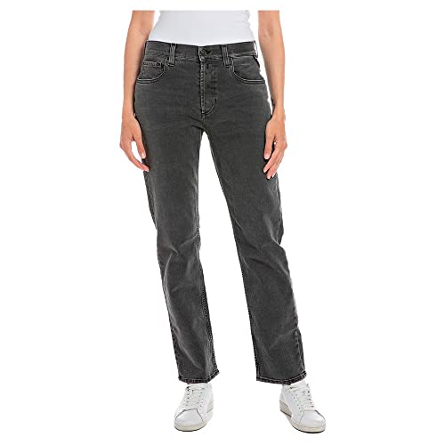 Replay Damen Jeans Maijke Straight Straight-Fit mit Stretch, Grau (Dark Grey 097), 26W / 30L von Replay