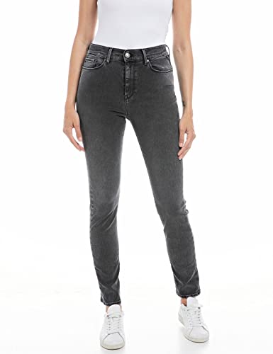 Replay Damen Jeans Mjla Slim-Fit Hyperflex Recycled mit Stretch, Dark Grey 097 (Grau), 25W / 28L von Replay